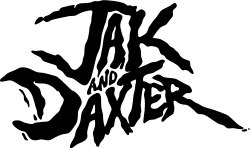 Logo del juego Jak and Daxter en letras negras sobre fondo blanco