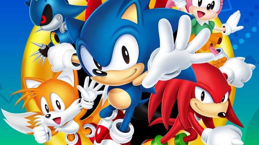 Portada del videojuego Sonic. En la imagen aparecen Sonic, Knuckles, Tails, Amy Rose y Shadow.